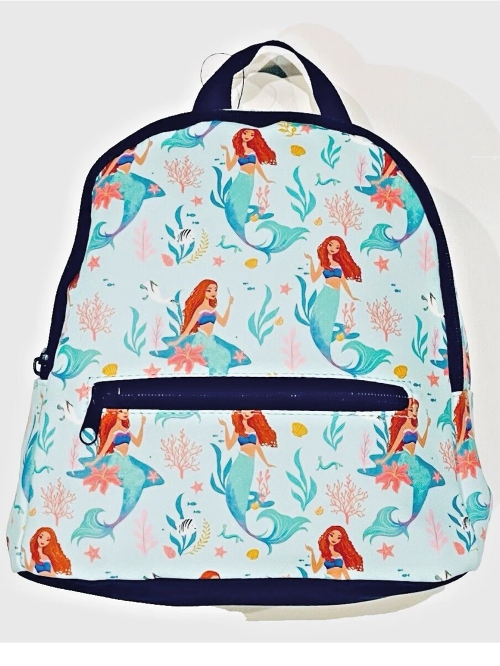Bioworld Mint Mermaid Print Kids Backpack with Black Trim 9.5” X 9.5” small NWT